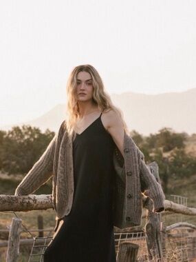 Cozy Earth Oversized Cable Knit Cardigan Greige